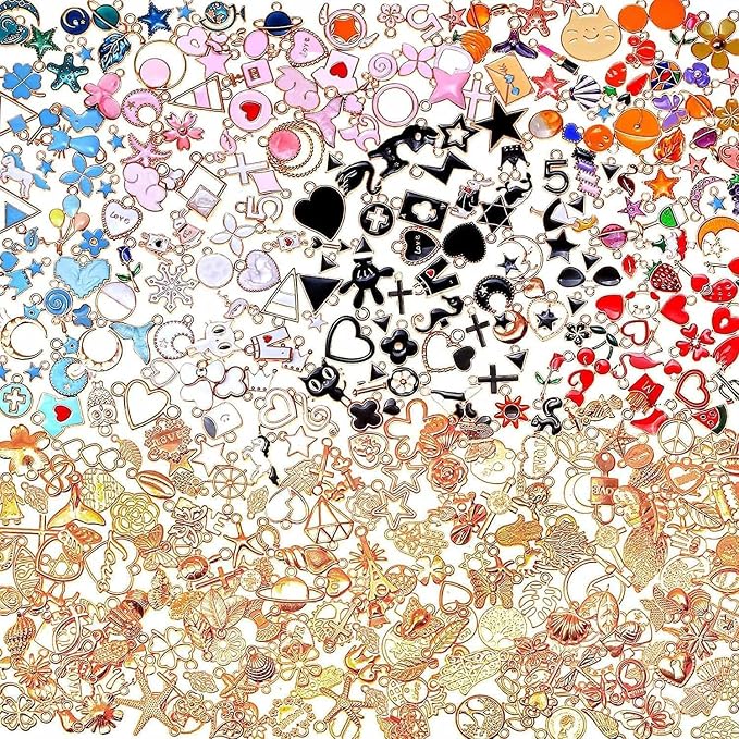 400Pcs Charms for Jewelry Making, Mixed Bulk Metal Necklace Earring Charm for by selizo