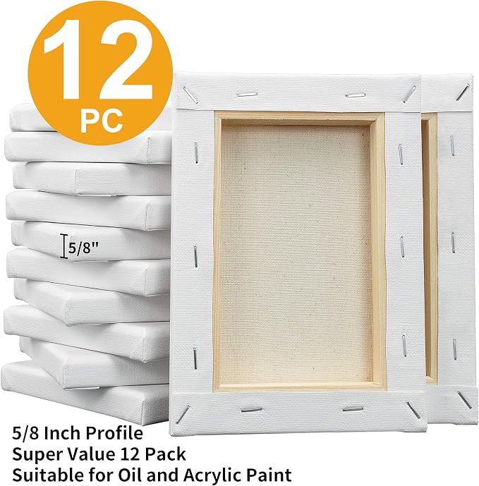 FIXSMITH Stretched White Blank Canvas- 5x7 Inch, Bulk Pack of 12, 100% Cotton - Image 3