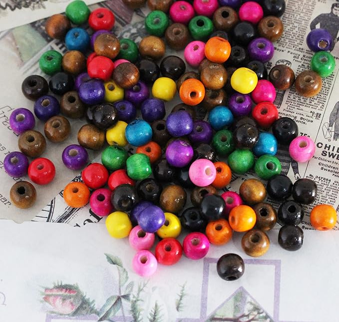 400Pcs Large Hole Wood Beads, BetterJonny Assorted Color Wooden Beads Hair - Image 4