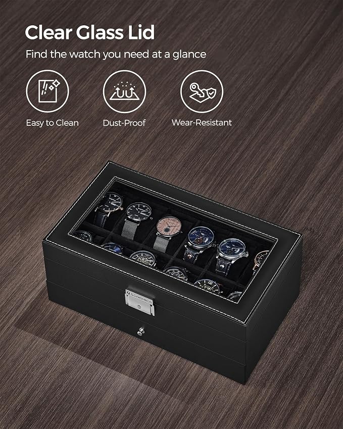 SONGMICS Watch Box, 12-Slot Watch Case Organizer - Image 5