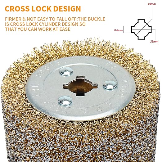 120x100mm Copper Plated Steel Wire Brush Wheel Surface Conditioning Tool 4.7" x 4" with 3/4" Quad Keyway for Surface Finishing of Stainless Steel, Aluminum, Metal and Wood (0.5 Wire)
