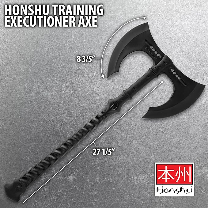Honshu Training Axe | Lightweight Polypropylene Construction | Realistic Size and Balance | Textured Handle | Safe for Skill Development | Ideal for Practice Drills | Overall 27 1/5"