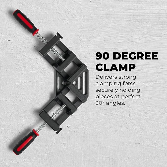 90-Degree Angle Clamp - Home Improvement Corner Clamp for Wood, Metal Tubes & Glass - Adjustable Hand Tool - Aluminum Alloy Die-Cast