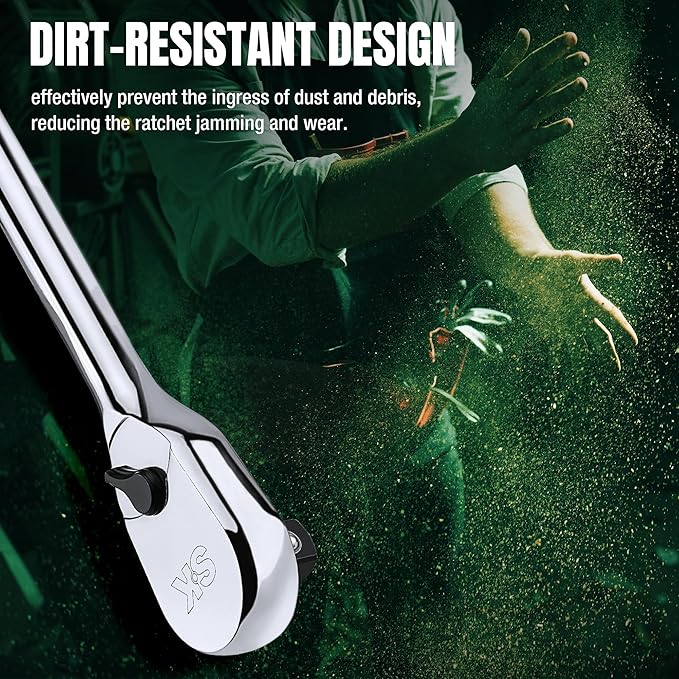 SK 1/2" Drive Ratchet Handle, Pear Head, 90-Tooth Ratchet, Alloy Steel, with Contoured Handle