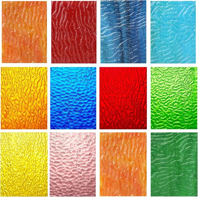 Lanyani Variety Textured Stained Glass Sheets Pack, 4 x 6 inch Large Cathedral by LanyaniArtGlassMosaics