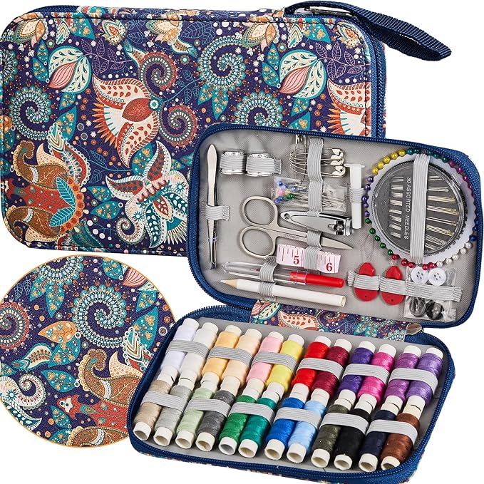 130 PCS Paisley Printing Sewing Kit by Bobode
