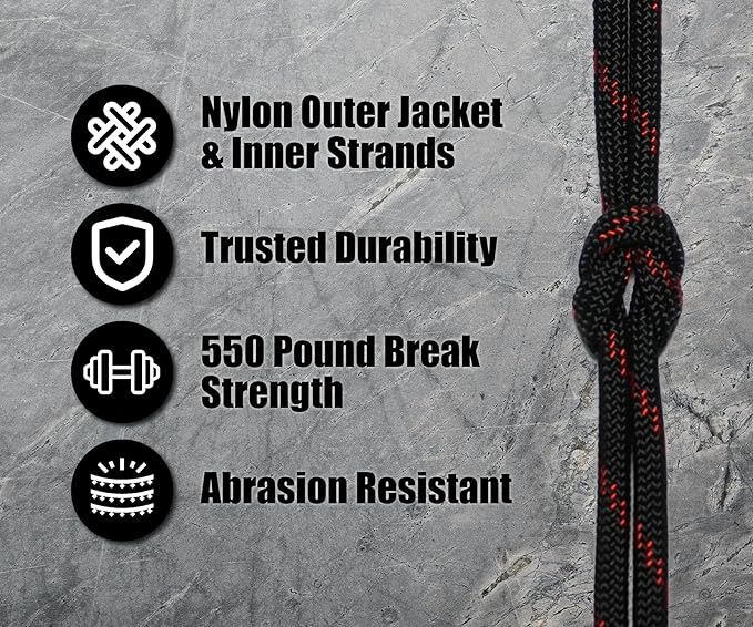 BORED? PARACORD! 550 lb Paracord - Ideal for Crafting, Camping, DIY Projects, Active & Military Outdoors - Strong Survival Rope - Tactical Parachute Cord Type III - Thin Red Line 250 Feet