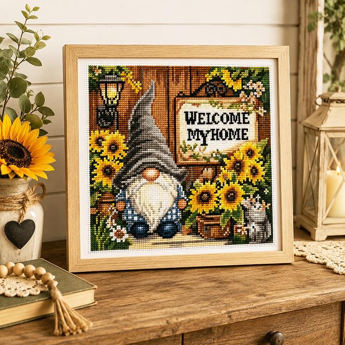 Zhenqing Garden Gnome Welcome Stamped Cross Stitch Kit - Image 2