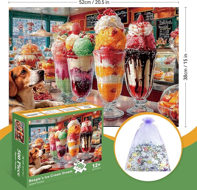 500 Pieces Puzzle for Adults, Puzzles for Adults 500 Pieces, Retro Ice Cream - Image 2