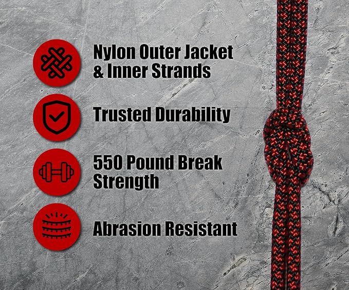 BORED? PARACORD! 550 lb Paracord - Ideal for Crafting, Camping, DIY Projects, Active & Military Outdoors - Strong Survival Rope - Tactical Parachute Cord Type III - Blood Diamonds 1000 Feet