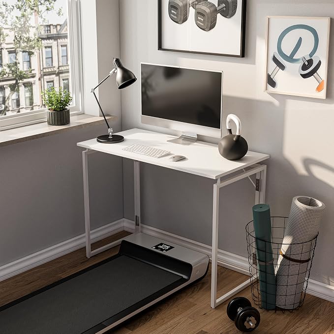 alawooder 39.4" Folding Desk: No Assembly, Wood Top - Image 5