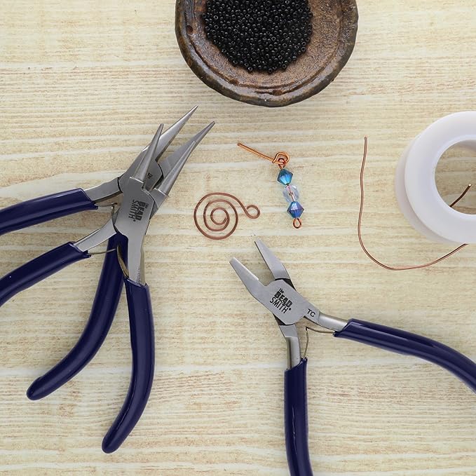 The Beadsmith 3-Piece Pliers Set – Kit Includes: Chain Nose, Round Nose and Flush Cutter with Tungsten Carbide Blades – Make Bracelets, Necklaces & Earrings – Tools for Jewelry Making