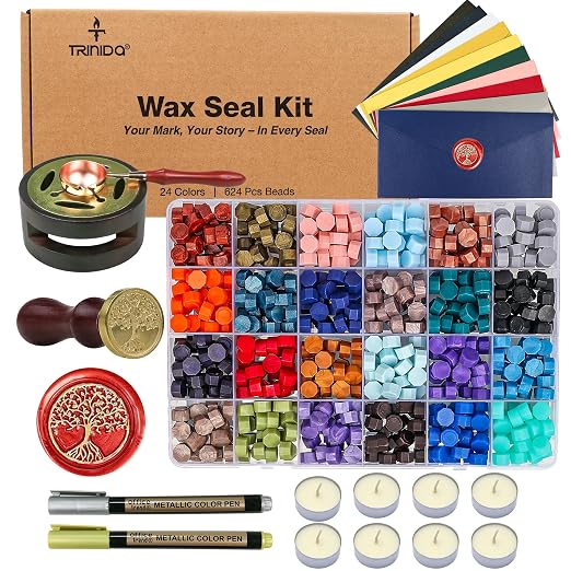 TRINIDa Wax Seal Kit, Premium Wax Seal Stamp Kit by TRINIDa