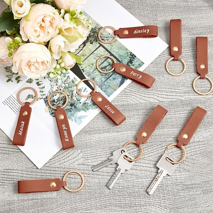 Wavyknot 100 Pcs PU Leather Keychain Blanks Bulk Laser Engraving Blanks - Image 3