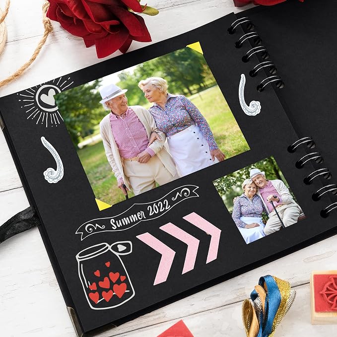 Bstorify Square Scrapbook Photo Albums 36 Pages Black Thick 250gsm Kraft Paper - Image 7