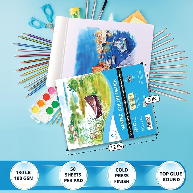 Bellofy 2X Watercolor Paper Pad, 100 Sheets, 9x12 Inches | Ideal - Image 2