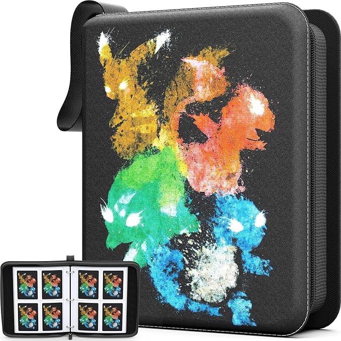 4 Pocket Card Binder, Collectible Trading Card Album, Leather Zipper Holder | by Unknown