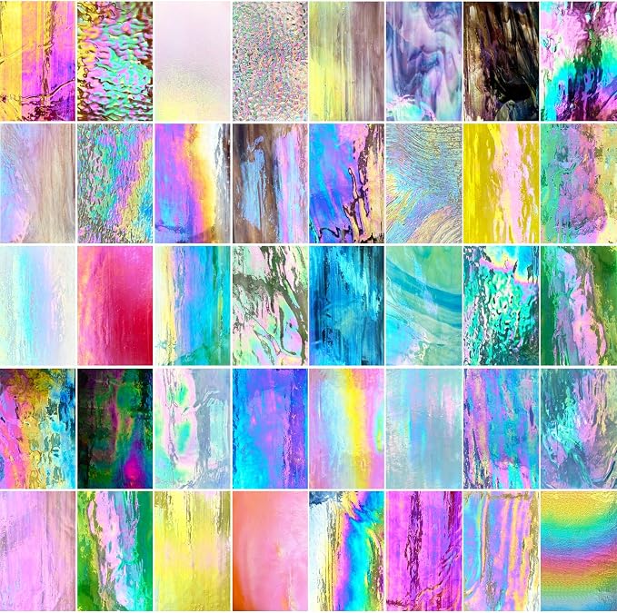 ILLUCKAI 36 Sheets Iridescent Stained Glass Sheets Variety Pack, 6 x 4 Inch - Image 2