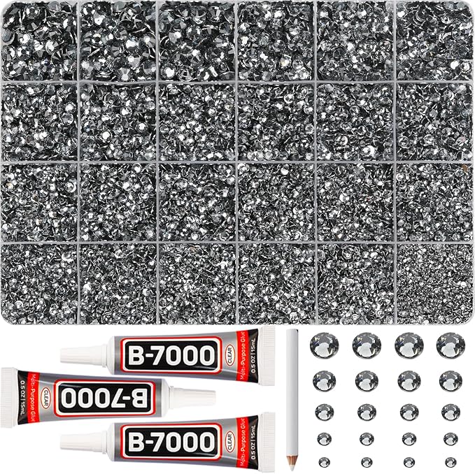 31000Pcs Grey Rhinestones for Bedazzling, Flat Back Resin Diamond Crystal by Worthofbest