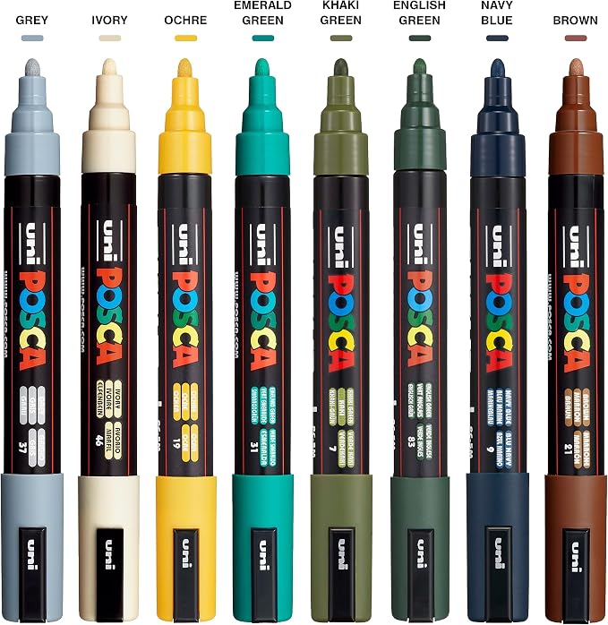 uni POSCA PC-5M Water-Based Paint Markers, Reversible Medium Tip, Earthtone Ink - Image 2