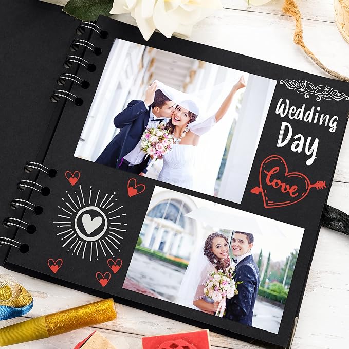 Bstorify Square Scrapbook Photo Albums 36 Pages Black Thick 250gsm Kraft Paper - Image 6