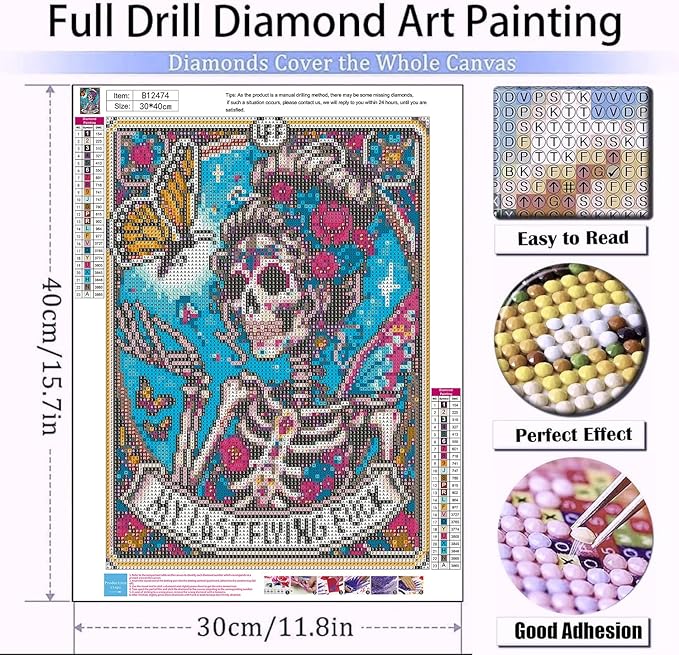 Meothan Skull Diamond Art Kits for Adults-Skull Last Flying Diamond Painting - Image 3