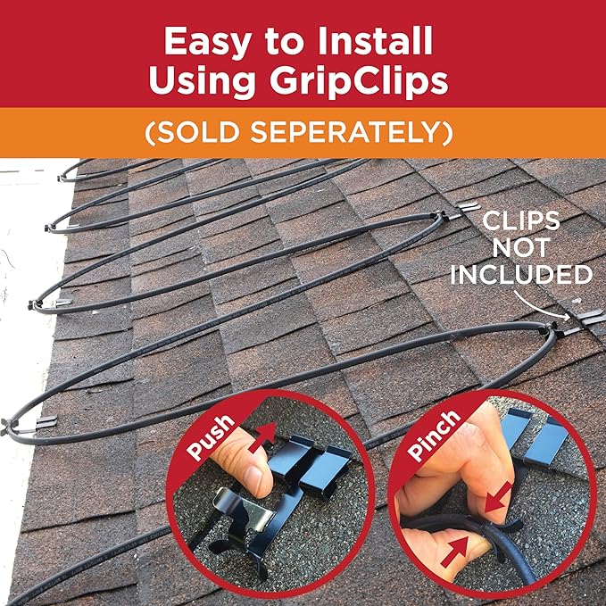 RADIANT SOLUTIONS HeatTapePro - Intelligent Commercial Grade Self-Regulating Heat Cable with GlowCap™ - 10 YR warranty - Ice Dam & Pipe Freeze Protection - 75 ft cable + 10 Ft Cord, 120V, 6 watts/Ft