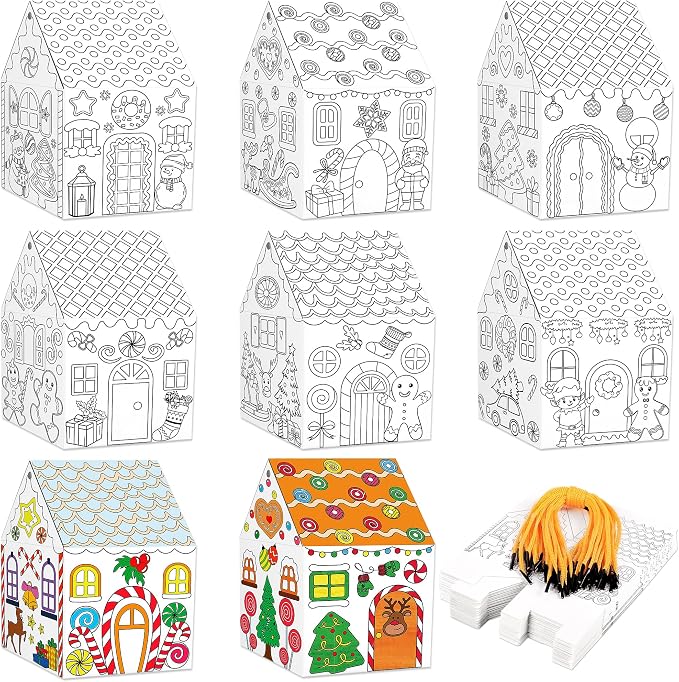 80UncleKimby 25Sets Christmas Crafts Gingerbread House Coloring Kit | Cardboard by 80UncleKimby