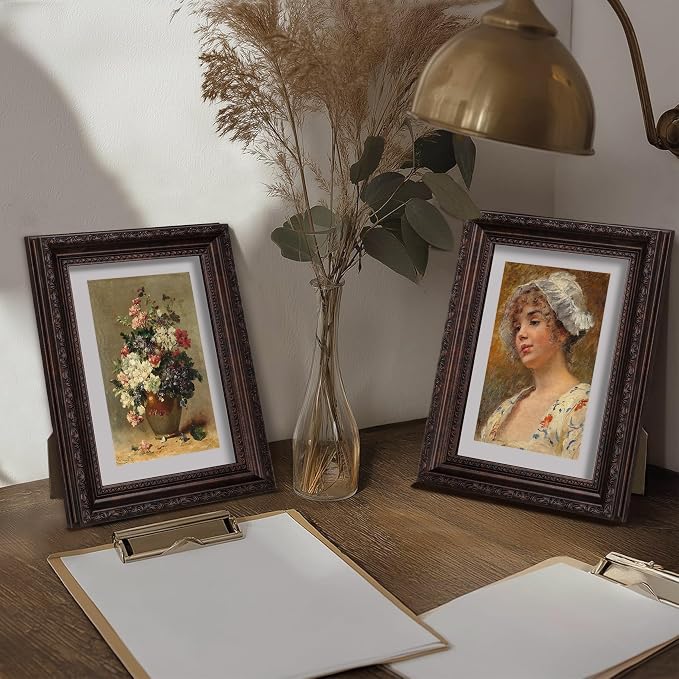 eletecpro 5x7 Vintage Picture Frame, Glass Cover, Horizontal or Vertical - Image 6