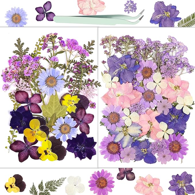 Dried Flowers, Resiners 58Pcs Pressed Flowers by Resiners