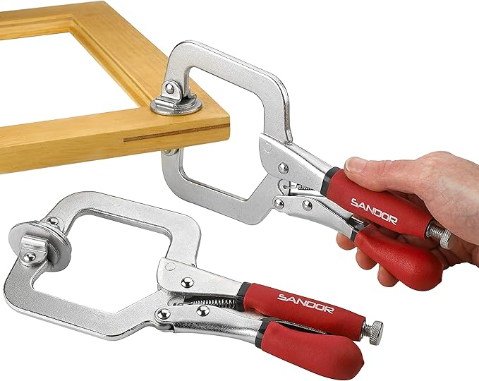 3" Metal Face Clamps for Woodworking - (Pack of 2) Heavy Duty C-Type Wood Clamp Tools with Ergonomic Grip for DIY, Pocket Hole Joinery, Cabinetry, Welding, Carpentry