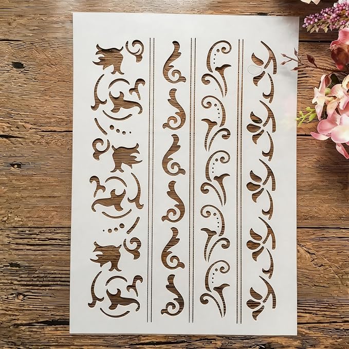 TIAMECH A4 Reusable Border Edge Corner Stencil by TIAMECH