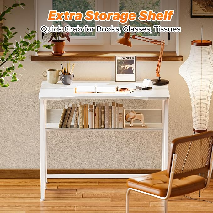 Huuger Folding Desk with Storage Shelf, 31.5 Inch Foldable Computer Table - Image 6