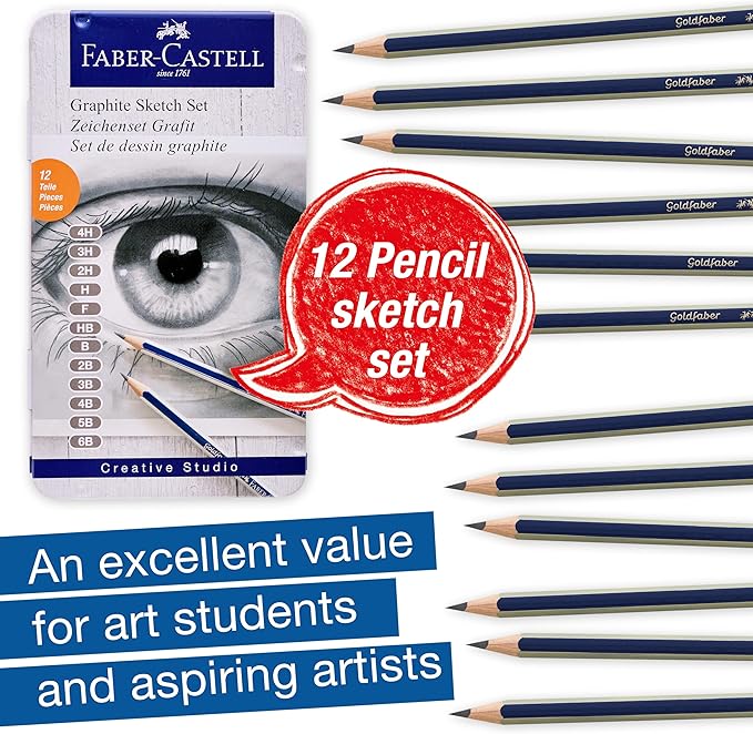 Faber-Castell Graphite Pencils Drawing Set | Back to School Art Supplies | 12 - Image 2