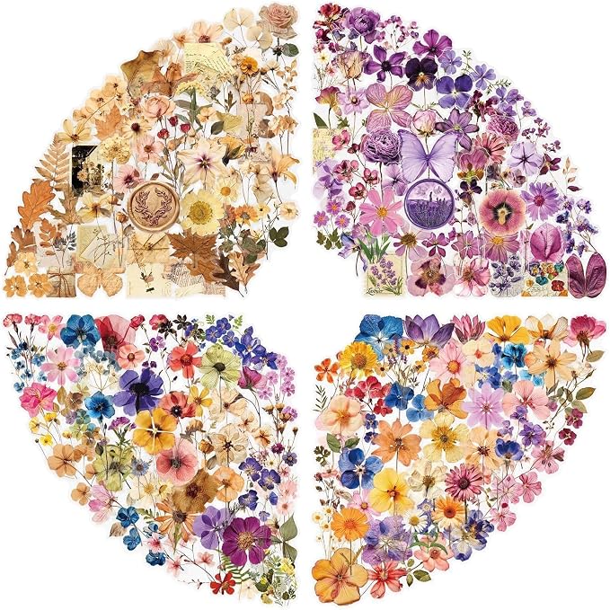 200PCS Transparent Flora Scrapbook Stickers, Vintage Aesthetic Flowers Sticker by Unknown