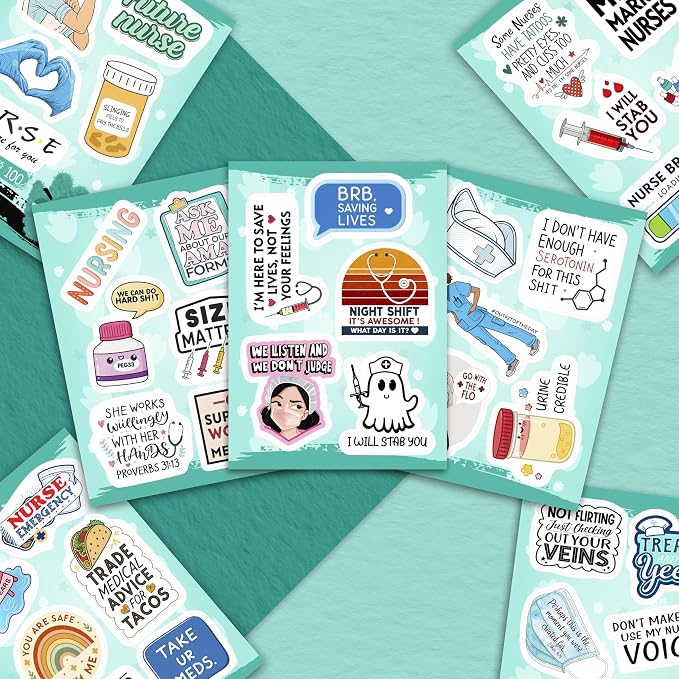 100Pcs Funny Nurse Stickers for Water Bottle, Laptop - Image 5