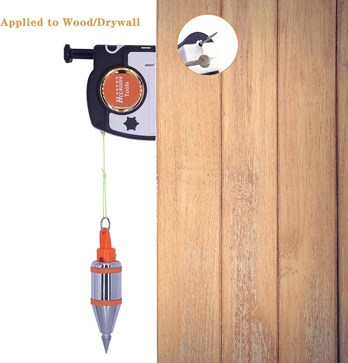 2 PCS Plumb Bob Magnetic - 15 oz(425g) Plumb Rite With 14.5 ft(4.5m) String,Sharpener,2 Pencils,Line Reel Used in Construction Can Automatically Stretch the Line and Quickly Stabilize the Plumb Bobs