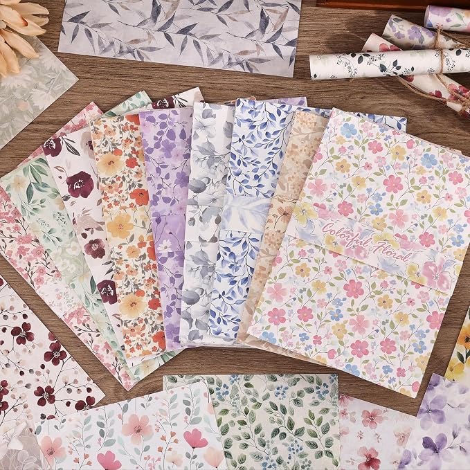 180 Sheets Vintage Floral Scrapbook Paper - Image 7
