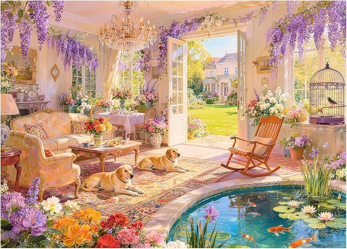 Garden Sunroom Retreat Puzzles for Adults 1000 Pieces, Impossible Hard by FLYHOUR