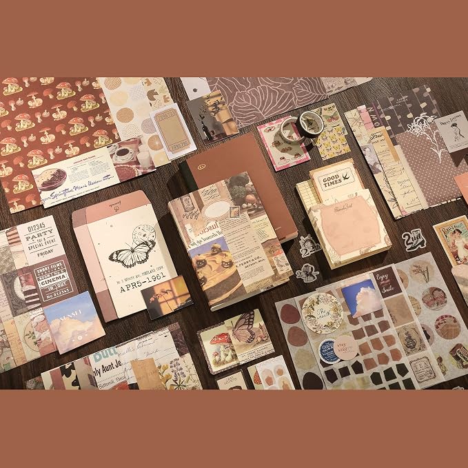 emmoolife 348 Pcs Scrapbooking Supplies Kit, Vintage Aesthetic Scrapbook Kit - Image 7