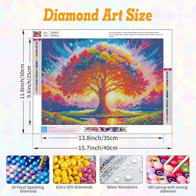 Tree of Life Diamond Art Kits for Adults Beginners 12x16 in, DIY Craft Gift | - Image 3