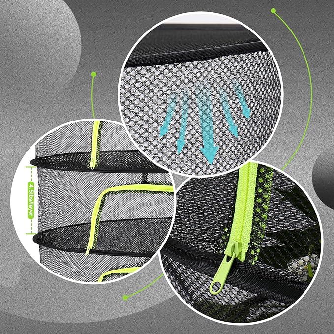 LUKETURE 4-Layer Herb Drying Rack Hanging Mesh Net,Windproof Drying Rack w/U-Zipper Design & Hook - Foldable & Collapsible for Plants, Herbs, Flowers, Fish, Clothes | Save Space | Natural Drying