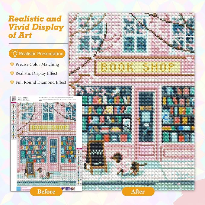 Book Shop Diamond Art Kits for Adults Beginners 12x16 in, DIY Craft Gift | - Image 4