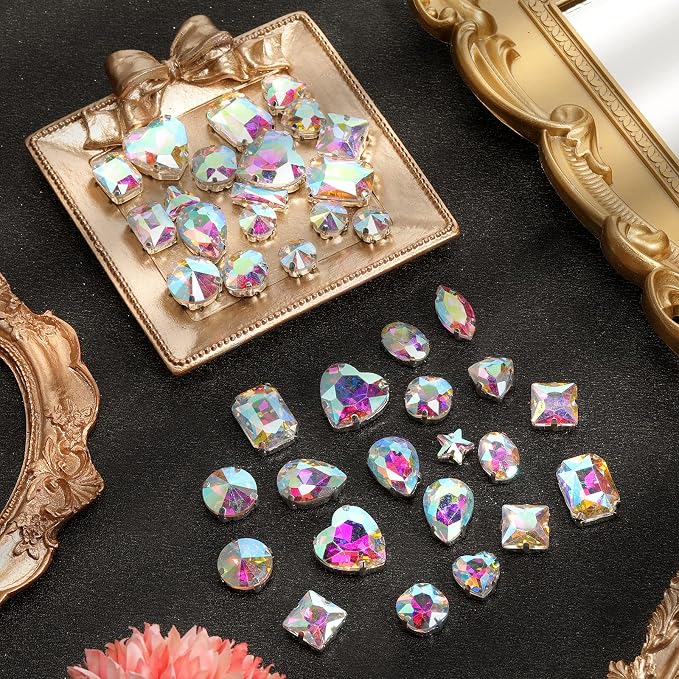 460 Pieces Sew on Rhinestones Glass Sewing Claw Gemstones and Crystals Metal - Image 6