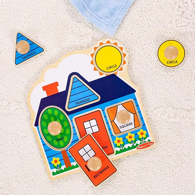 Melissa & Doug First Shapes Jumbo Knob Puzzle, Wooden Peg Puzzle - Image 9