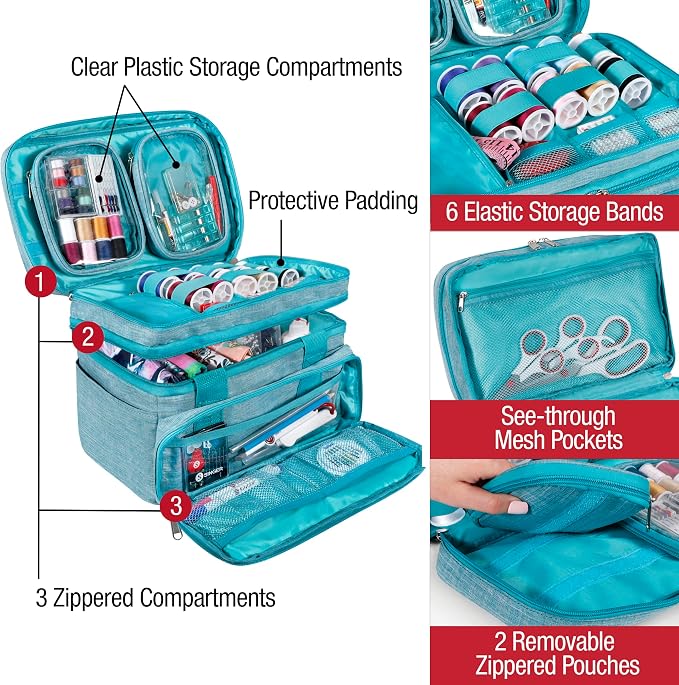 SINGER Sewing Accessories Organizer – Double Layer Portable Sewing Storage Bag - Image 4