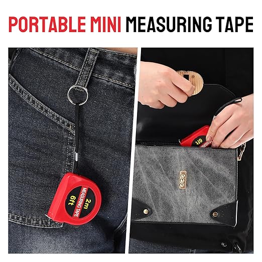 50 Pcs 6 FT Mini Tape Measure Retractable Bulk Small Measuring Tape Pocket Size Measurement Tool for Operation Christmas Items Party Favor Gifts Stuffers for Men(Red)