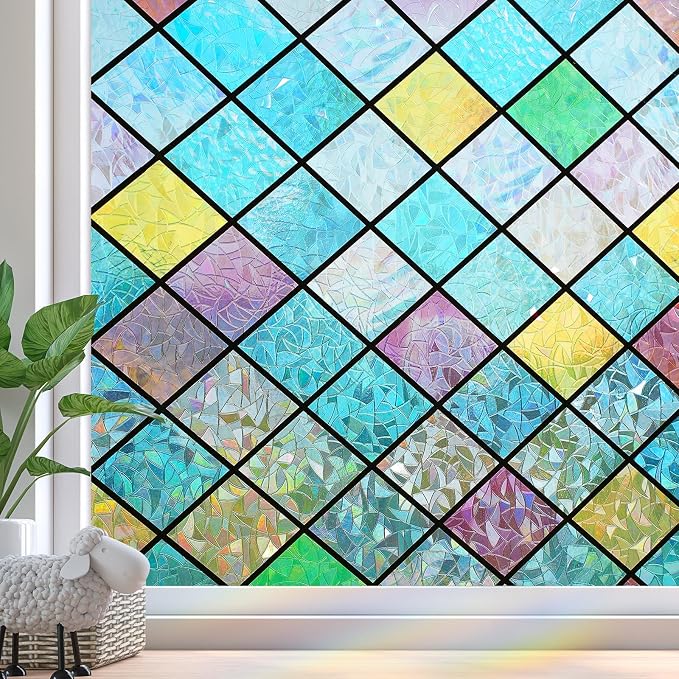 Bloss Stained Glass Window Film, 3D Rainbow Windows Privacy Film, Colorful - Image 8