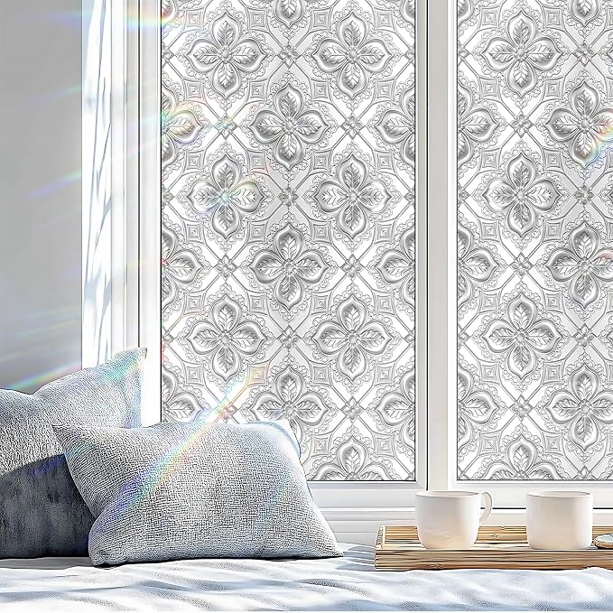 Stained Glass Window Privacy Film Static Cling by AOHMPT