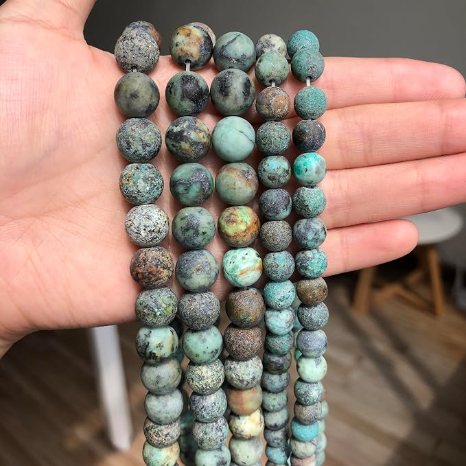 48pcs Natural Matte Africa Turquoise Gemstone Beads，8mm Frosted Round Loose - Image 7